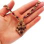 Vintage Italian Diamond Ruby 18K Yellow Gold Floral Leaf Pendant Necklace