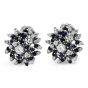 Vintage Diamond Blue Sapphire Platinum Flower Cluster Clip-on Earrings