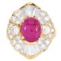 Estate Cabochon Ruby 6.52cts Diamond 18K Gold Cocktail Ring-Dover Jewelry