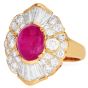 Estate Cabochon Ruby 6.52cts Diamond 18K Gold Cocktail Ring-Dover Jewelry