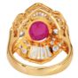 Estate Cabochon Ruby 6.52cts Diamond 18K Gold Cocktail Ring-Dover Jewelry
