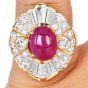 Estate Cabochon Ruby 6.52cts Diamond 18K Gold Cocktail Ring-Dover Jewelry