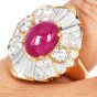 Estate Cabochon Ruby 6.52cts Diamond 18K Gold Cocktail Ring-Dover Jewelry