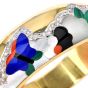 Estate Diamond 14K Gold Inlay Garden Wide Dome Cuff Bangle Bracelet|DoverJewery|