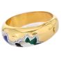 Estate Diamond 14K Gold Inlay Garden Wide Dome Cuff Bangle Bracelet|DoverJewery|