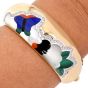 Estate Diamond 14K Gold Inlay Garden Wide Dome Cuff Bangle Bracelet|DoverJewery|
