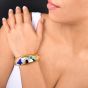 Estate Diamond 14K Gold Inlay Garden Wide Dome Cuff Bangle Bracelet|DoverJewery|