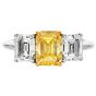 Tiffany & Co 3.68 carats Fancy Intense Yellow Diamond 18K Platinum Three Stone Engagement Ring|Dover Jewelry|