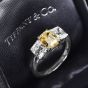 Tiffany & Co 3.68 carats Fancy Intense Yellow Diamond 18K Platinum Three Stone Engagement Ring|Dover Jewelry|