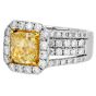 GIA 6.70 carats Fancy Yellow Cushion Diamond 18K Gold Halo Engagement Ring