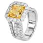 GIA 6.70 carats Fancy Yellow Cushion Diamond 18K Gold Halo Engagement Ring