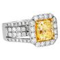 GIA 6.70 carats Fancy Yellow Cushion Diamond 18K Gold Halo Engagement Ring