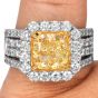 GIA 6.70 carats Fancy Yellow Cushion Diamond 18K Gold Halo Engagement Ring