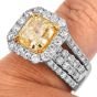 GIA 6.70 carats Fancy Yellow Cushion Diamond 18K Gold Halo Engagement Ring