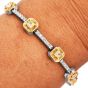Estate 3.86Cts Fancy Yellow Diamond 18K Hexagon Link Tennis Bracelet