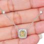 Estate 2.07cts Fancy Yellow Diamond 14K Gold Halo Pendant Necklace|Dover Jewelry|