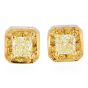 Estate 0.75cts Fancy Yellow Diamond 18K Cushion Earring Studs|Dover Jewelry|