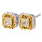 Estate 0.75cts Fancy Yellow Diamond 18K Cushion Earring Studs|Dover Jewelry|