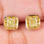Estate 0.75cts Fancy Yellow Diamond 18K Cushion Earring Studs|Dover Jewelry|