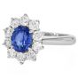 GIA Sri Lanka Sapphire 3.18cts Diamond 18K Gold Halo Engagement Ring |Dover Jewelry|