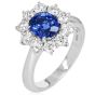 GIA Sri Lanka Sapphire 3.18cts Diamond 18K Gold Halo Engagement Ring |Dover Jewelry|