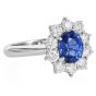 GIA Sri Lanka Sapphire 3.18cts Diamond 18K Gold Halo Engagement Ring |Dover Jewelry|