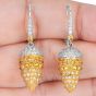 Estate Hubert Diamond 14K Gold Fancy Spiked Cone Dangle Drop Earrings|Dover Jewelry|