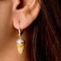 Estate Hubert Diamond 14K Gold Fancy Spiked Cone Dangle Drop Earrings|Dover Jewelry|