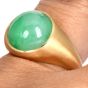 Fei Cui Type A Green 9.23ct Jade 18K Yellow Gold Solitaire Ring