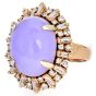 Estate GIA 19.14ct Type A Lavender Jade Diamond 14K Yellow Gold Cocktail Dome Ring