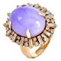 Estate GIA 19.14ct Type A Lavender Jade Diamond 14K Gold Cocktail Dome Ring