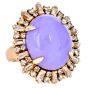 Estate GIA 19.14ct Type A Lavender Jade Diamond 14K Gold Cocktail Dome Ring