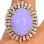 Estate GIA 19.14ct Type A Lavender Jade Diamond 14K Gold Cocktail Dome Ring