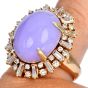 Estate GIA 19.14ct Type A Lavender Jade Diamond 14K Gold Cocktail Dome Ring