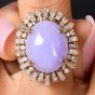 Estate GIA 19.14ct Type A Lavender Jade Diamond 14K Gold Cocktail Dome Ring