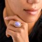 Estate GIA 19.14ct Type A Lavender Jade Diamond 14K Gold Cocktail Dome Ring