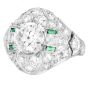 Vintage Old European Diamond 2.66 Carat Emerald Platinum Filigree Ring-Dover Jewelry