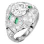 Vintage Old European Diamond 2.66 Carat Emerald Platinum Filigree Ring-Dover Jewelry