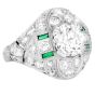 Vintage Old European Diamond 2.66 Carat Emerald Platinum Filigree Ring-Dover Jewelry