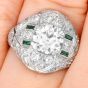 Vintage Old European Diamond 2.66 Carat Emerald Platinum Filigree Ring-Dover Jewelry