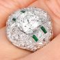 Vintage Old European Diamond 2.66 Carat Emerald Platinum Filigree Ring-Dover Jewelry