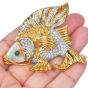 Vintage Diamond Opal 18K Gold Intricate Fish Pendant Brooch|Dover Jewelry|