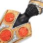 Vintage Blackamoor Coral Diamonds Pearl 18K Gold Brooch|Dover Jewelry|