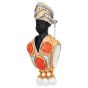 Vintage Blackamoor Coral Diamonds Pearl 18K Gold Brooch|Dover Jewelry|