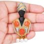 Vintage Blackamoor Coral Diamonds Pearl 18K Gold Brooch|Dover Jewelry|