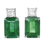 Estate Princess Cut Diamond Emerald Platinum Elegant Stud Earrings|DoverJewelry|
