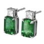 Estate Princess Cut Diamond Emerald Platinum Elegant Stud Earrings|DoverJewelry|