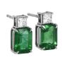 Estate Princess Cut Diamond Emerald Platinum Elegant Stud Earrings|DoverJewelry|