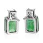 Estate Princess Cut Diamond Emerald Platinum Elegant Stud Earrings|DoverJewelry|