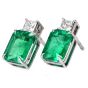 GIA Emerald Princess Cut Diamond Platinum Elegant Stud Earrings